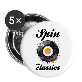Spin the classics. Vinyl disk graphic. - Buttons small 1''/25 mm (5-pack) - white - Front