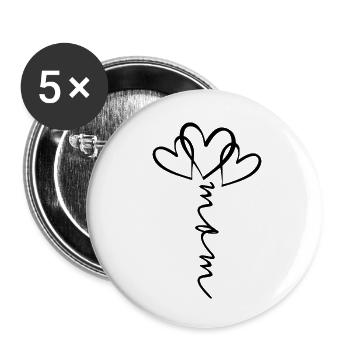 Mom Font Heart Flower - Buttons small 1''/25 mm (5-pack) - white - Front