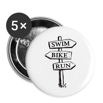 Triathlon TRI Triathlete "swim-bike-run" - Buttons small 1''/25 mm (5-pack) - white - Front