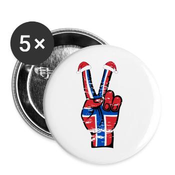 Norwegen Flagge Weihnachten Peace Symbol used - Buttons klein 25 mm (5er Pack) - Weiß - Vorne