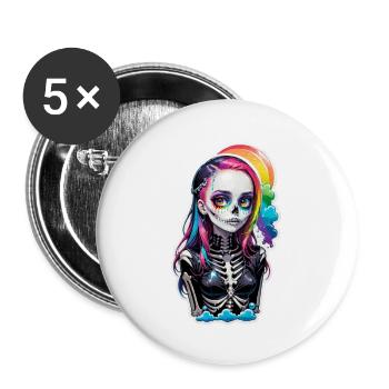 Halloween - Rock & Rainbow - Buttons small 1''/25 mm (5-pack) - white - Front