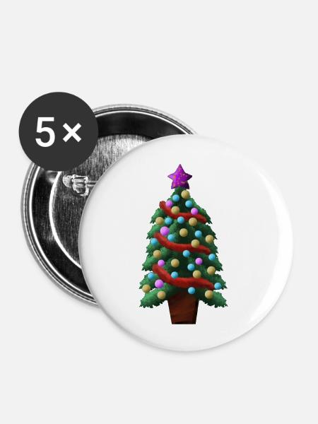 Christbaumaufkleber mit Kugeln - Buttons klein 25 mm (5er Pack) - Weiß
