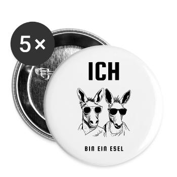 Ich bin ein Esel - Buttons klein 25 mm (5er Pack) - Weiß - Vorne