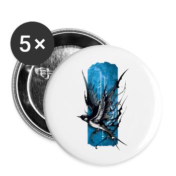 Graceful Soar: Elegant Flying Swallow - Buttons small 1''/25 mm (5-pack) - white - Front