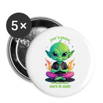 Cute Alien régule cela ! - Lot de 5 petits badges (25 mm) - blanc - Devant