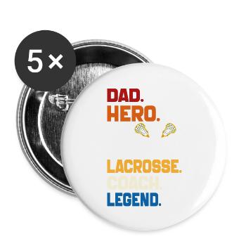 Dad Hero Lacrosse Coach Legende 2024 Sport Jahrgang - Buttons klein 25 mm (5er Pack) - Weiß - Vorne