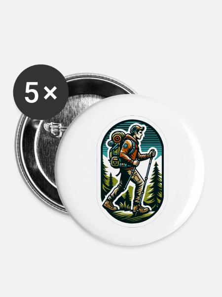 Wanderlust Adventure - Buttons klein 25 mm (5er Pack) - Weiß