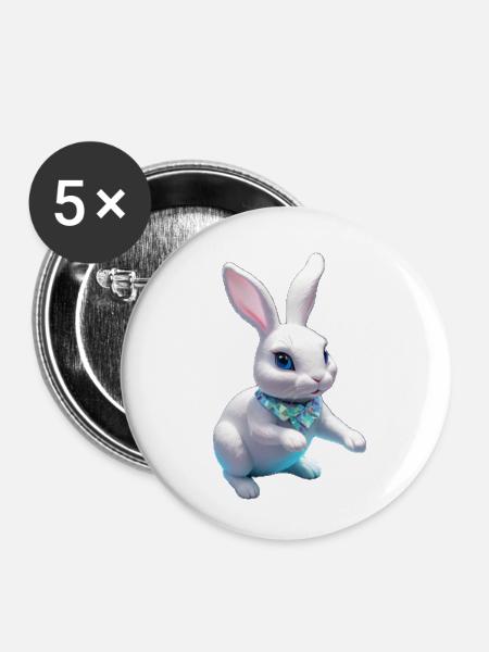 White Rabbit Crystal - Buttons klein 25 mm (5er Pack) - Weiß