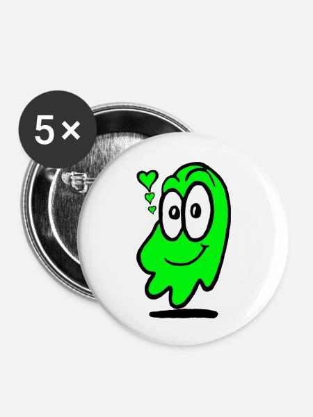 Love Ghost Grün - Buttons klein 25 mm (5er Pack) - Weiß