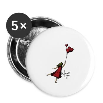 Herzflug im roten Kleid - Buttons klein 25 mm (5er Pack) - Weiß - Vorne