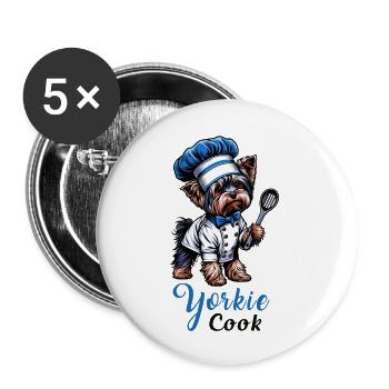 Yorkshire terrier cook - Buttons small 1''/25 mm (5-pack) - white - Front