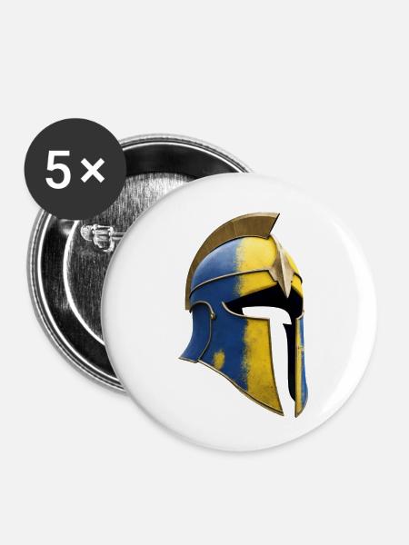 Spartanischer Helm - Buttons klein 25 mm (5er Pack) - Weiß