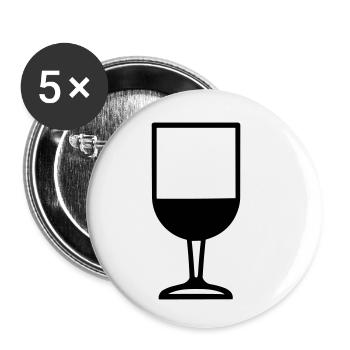 Einfaches Trinkglas - Buttons klein 25 mm (5er Pack) - Weiß - Vorne