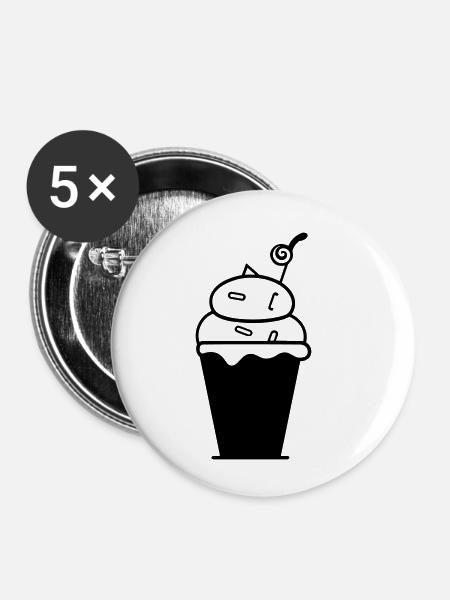 Eisbecher - Buttons klein 25 mm (5er Pack) - Weiß