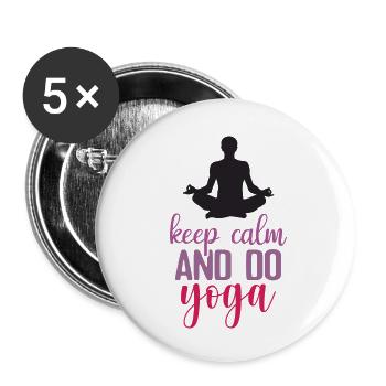 Ruhe bewahren und Yoga machen - Buttons klein 25 mm (5er Pack) - Weiß - Vorne