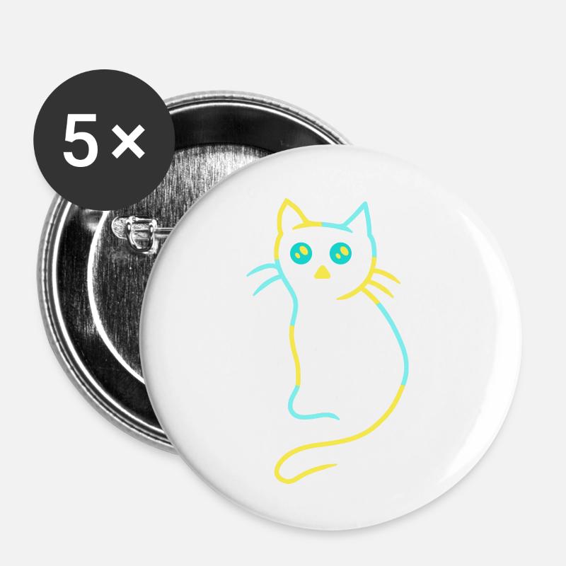 Bébé Kawaii Chat Chats Animaux Enfants Bébé - Lot de 5 petits badges (25 mm) - blanc