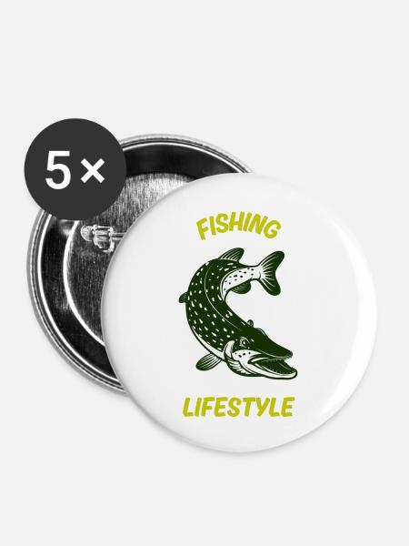 Lebensstil der Fischerei - Buttons klein 25 mm (5er Pack) - Weiß
