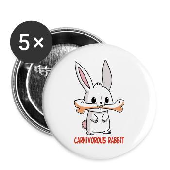 Carnivorous white rabbit - Buttons small 1''/25 mm (5-pack) - white - Front