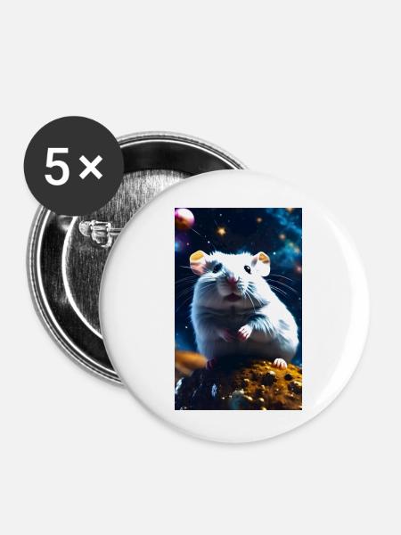 Hamster im Kosmos - Buttons klein 25 mm (5er Pack) - Weiß
