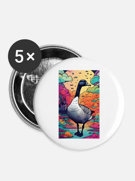 Märchenhafte Gans Gans - Buttons klein 25 mm (5er Pack) - Weiß