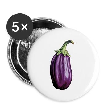 Aubergine allongée - Lot de 5 petits badges (25 mm) - blanc - Devant