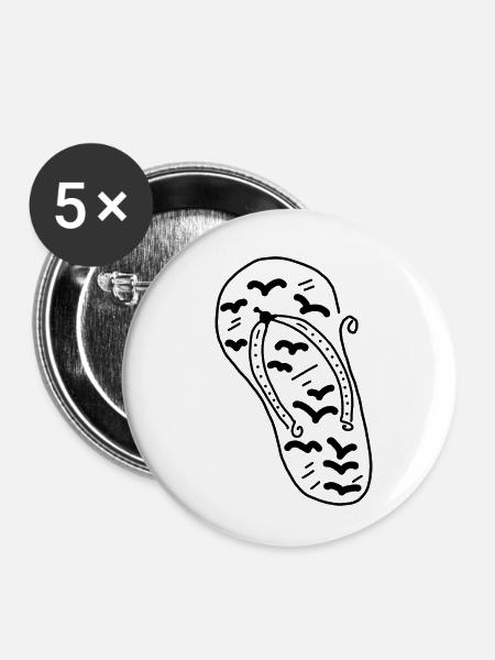 Flip flop schuh - Buttons klein 25 mm (5er Pack) - Weiß