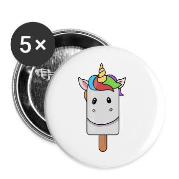 Unicorn Head Popsicle - Buttons small 1''/25 mm (5-pack) - white - Front