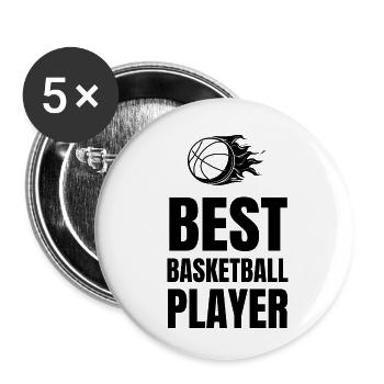 Basketball - Buttons klein 25 mm (5er Pack) - Weiß - Vorne