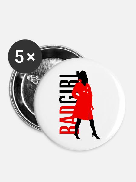 Bad Girl - Buttons klein 25 mm (5er Pack) - Weiß