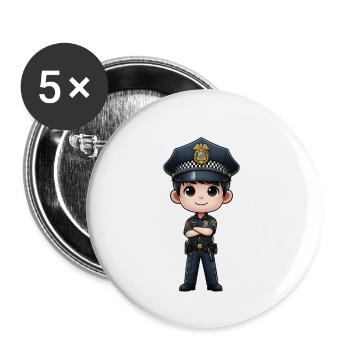 Enfant policier - Lot de 5 petits badges (25 mm) - blanc - Devant