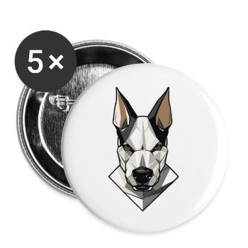 Bull terrier - Lot de 5 petits badges (25 mm) - blanc - Devant