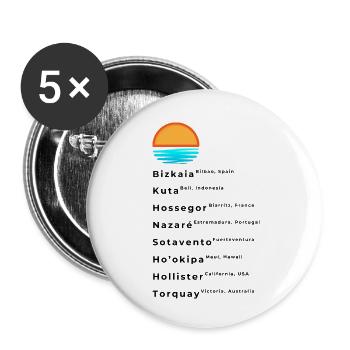 Popular Surf Spots List - Buttons small 1''/25 mm (5-pack) - white - Front