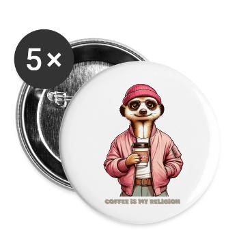 Coffee is my religion - Buttons klein 25 mm (5er Pack) - Weiß - Vorne
