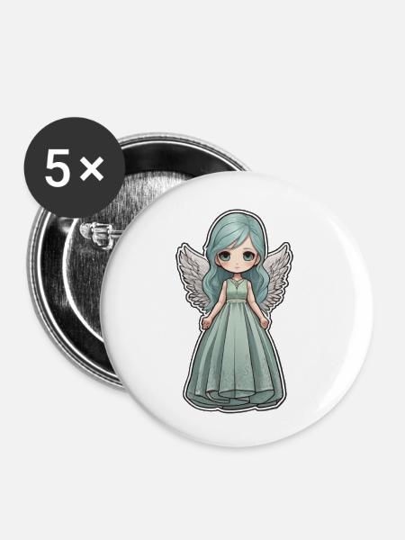 Kleiner Engel - Buttons klein 25 mm (5er Pack) - Weiß