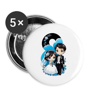 Just Married - Zur Hochzeit - Buttons klein 25 mm (5er Pack) - Weiß - Vorne