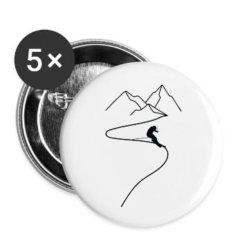 Ski fahren Ski Motiv für Schi Fahrer Schifahrer - Buttons klein 25 mm (5er Pack) - Weiß - Vorne