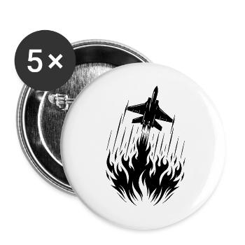 Feuer Kampfflugzeug Modellflieger Modellflugzeug - Buttons klein 25 mm (5er Pack) - Weiß - Vorne