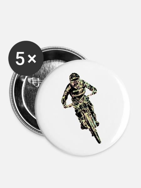 MTB-Abfahrt - Buttons klein 25 mm (5er Pack) - Weiß