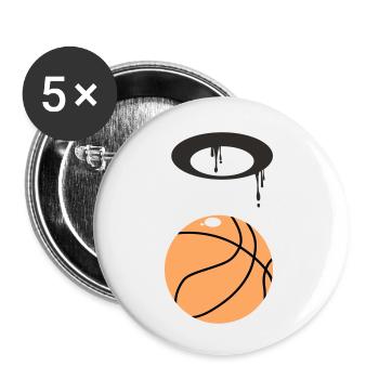 Basket-ball - Lot de 5 petits badges (25 mm) - blanc - Devant