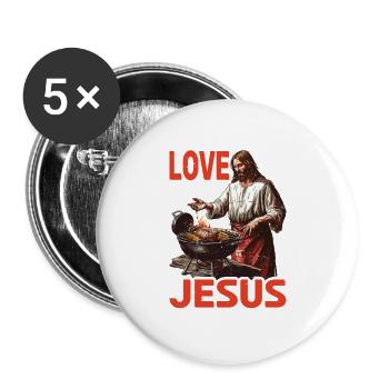 Je veux juste aimer Jésus et le barbecue 6 - Lot de 5 petits badges (25 mm) - blanc - Devant