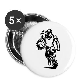 Stormy basketball coach with ball - Buttons small 1''/25 mm (5-pack) - white - Front