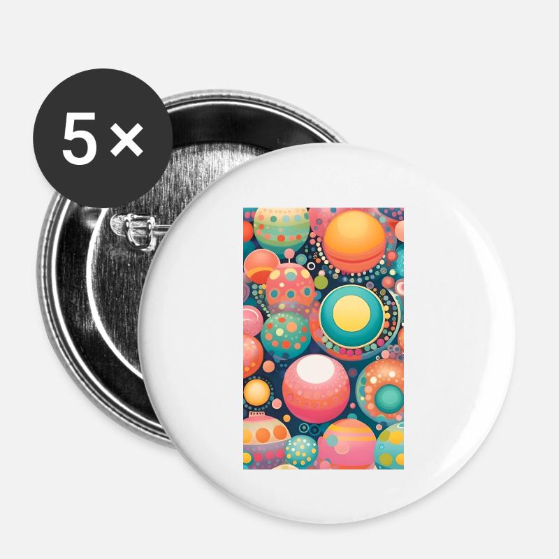 Sanfte Kreisgeometrie - Buttons klein 25 mm (5er Pack) - Weiß