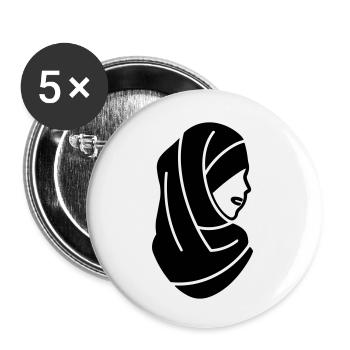 hijab headscarf muslim woman - Buttons small 1''/25 mm (5-pack) - white - Front