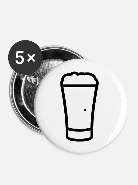 Bier - Buttons klein 25 mm (5er Pack) - Weiß