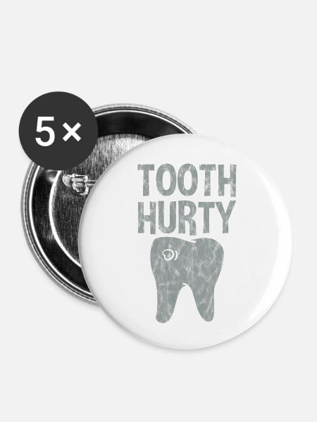 Tooth Hurty 3 - Buttons klein 25 mm (5er Pack) - Weiß