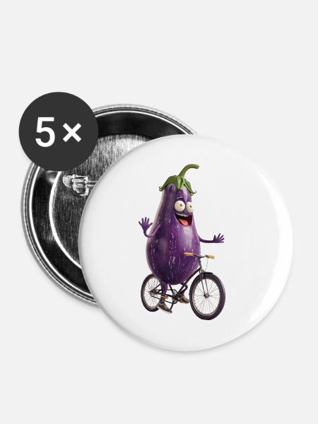 Aubergine Fahrrad - Buttons klein 25 mm (5er Pack) - Weiß