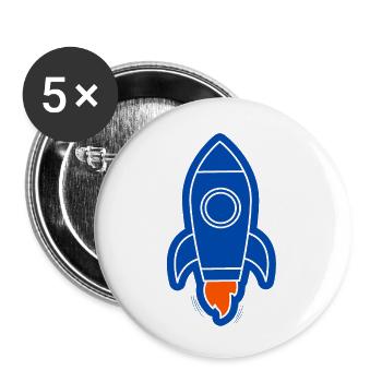 fusée spatiale - Lot de 5 petits badges (25 mm) - blanc - Devant