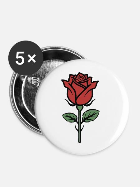 Rose - Buttons klein 25 mm (5er Pack) - Weiß