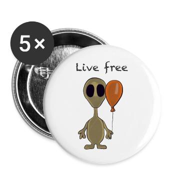 Live free - Buttons klein 25 mm (5er Pack) - Weiß - Vorne