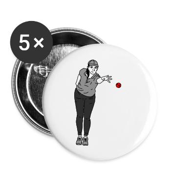 Joueur de pétanque Gaucher - Lot de 5 petits badges (25 mm) - blanc - Devant